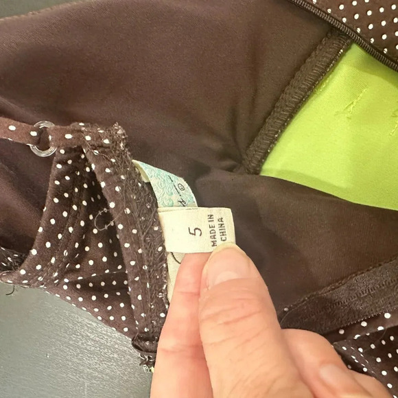 VINTAGE Speechless Party Dress Brown Polka Dots with Sash Tulle   - size small - Picture 11 of 12